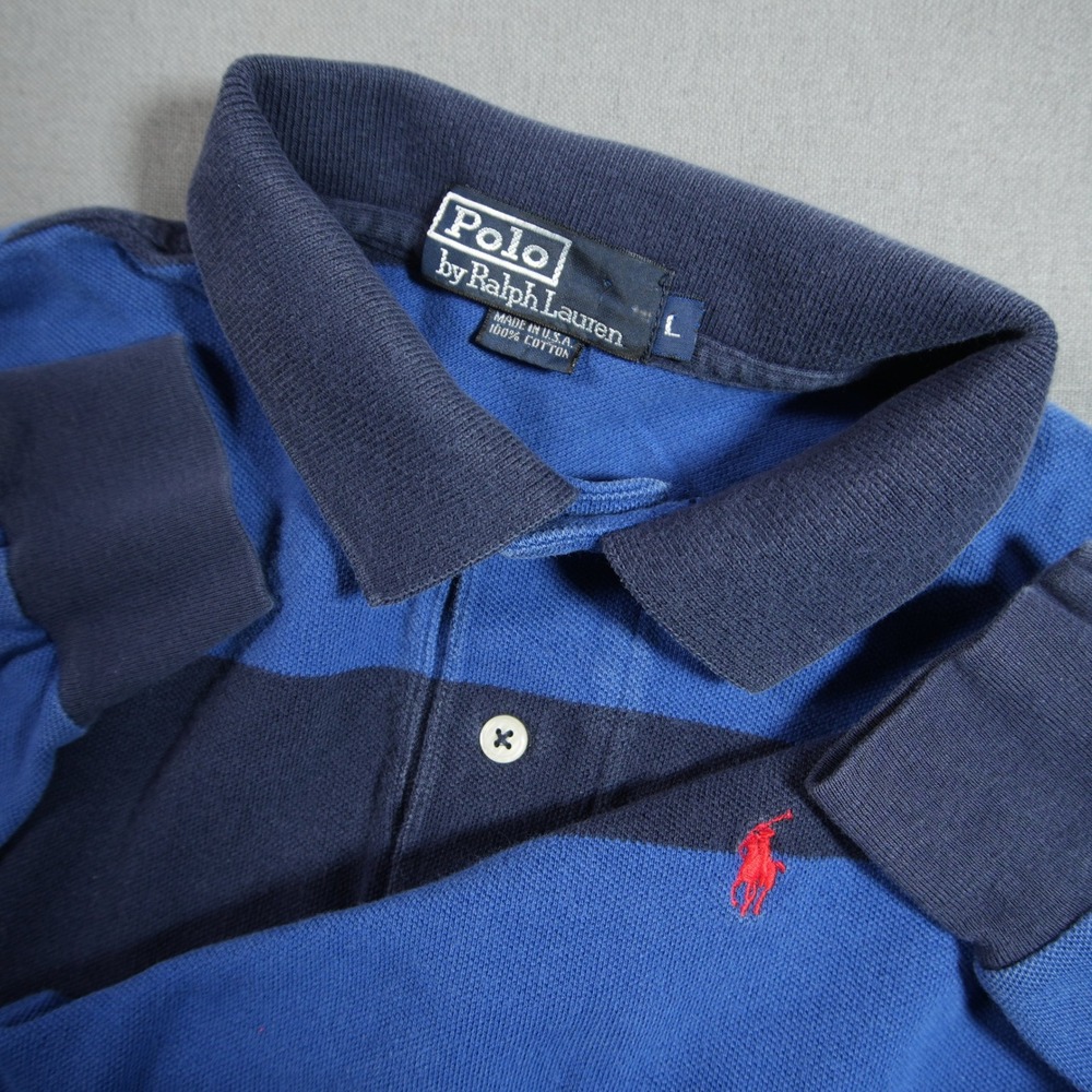 Vintage USA Y2K Polo Ralph Lauren Rugby Striped Long Sleeve Men L Academia Prep